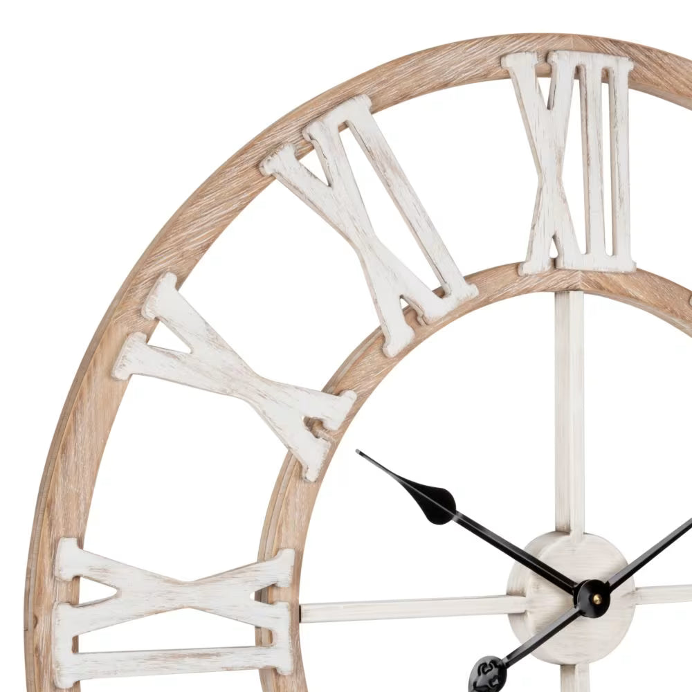 Reloj de pared beige y blanco, 70 cm de diámetro