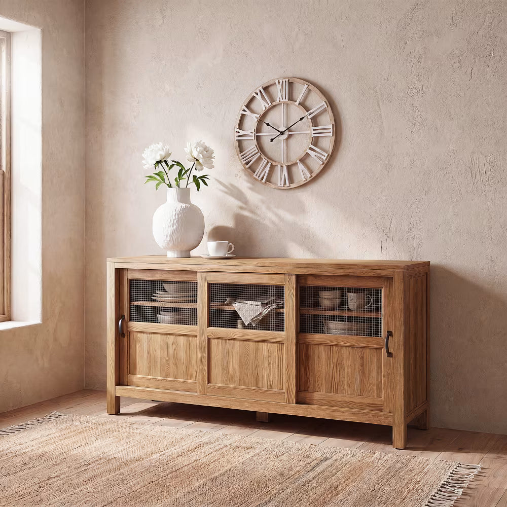 Reloj de pared beige y blanco, 70 cm de diámetro